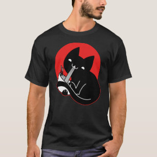 Cat Eating Ramen Graphic Logo Kawaii Japan Japanes T-Shirt