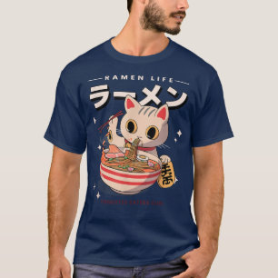 Cat Eating Ramen Japanese Cute Kawaii Anime Tee 