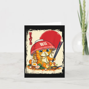 Cat Eating Ramen Japanese Noodle Lover Kawaii Card