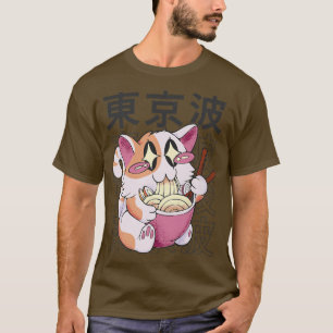 Cat Eating Ramen Kitten Kawaii Aesthetic Kids Anim T-Shirt