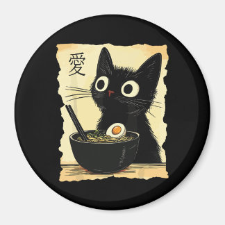 Cat eating ramen magnet