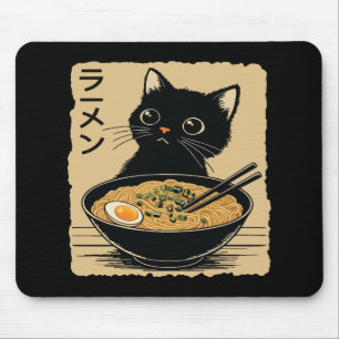 Cat eating ramen  mouse mat