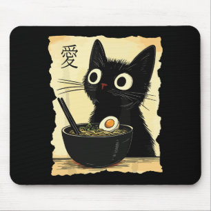 Cat eating ramen  mouse mat