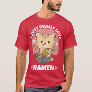 Cat Eating Ramen Noodle For Women Men Teen Boys Gi T-Shirt
