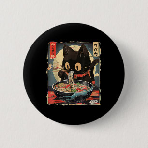Cat Eating Ramen Noodle Funny Japanese Kawaii Anim 6 Cm Round Badge