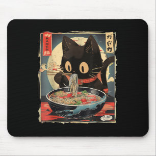 Cat Eating Ramen Noodle Funny Japanese Kawaii Anim Mouse Mat