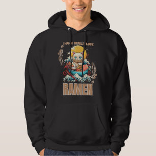 Cat Eating Ramen Noodle I Just Really Love Ramen 1 Hoodie