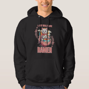 Cat Eating Ramen Noodle I Just Really Love Ramen 1 Hoodie