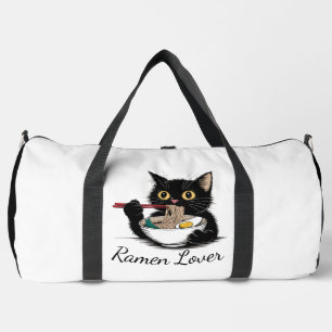 Cat Eating Ramen Noodles Funny Duffle Bag