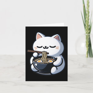 Cat Eating Ramen Noodles Kawaii Anime Japanese Cut Card