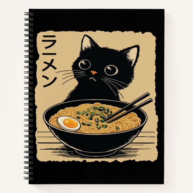 Cat eating ramen  notebook (Front)