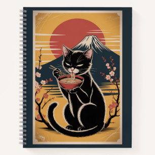 Cat Eating Ramen Spiral Notebook