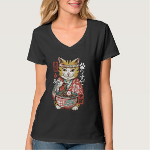 Cat Eating Ramen Vintage Japanese Art Ukiyo-e T-Shirt
