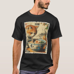 Cat Eating Ramen Vintage Japanese Food Women Girls T-Shirt