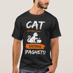 Cat Eating Spaghetti And Noodles With Fork For Ca T-Shirt
