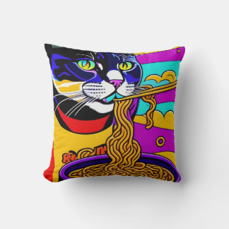 Cat Eating spaghetti Cushion