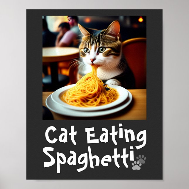 Cat Eating Spaghetti Meme Poster (Front)