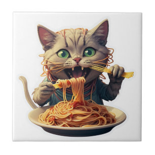 Cat Eating Spaghetti Tile