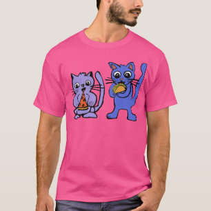 Cat Eating Taco And Pizza Funny Cute Cartoon Foodi T-Shirt