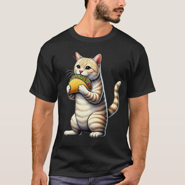Cat Eating Tacos Kitten Taco Lover Cinco De Mayo T-Shirt (Front)