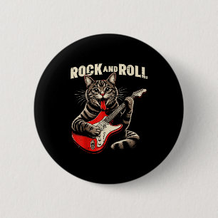 Cat Electric Guitar Rock And Roll Rocker Kitten Me 6 Cm Round Badge