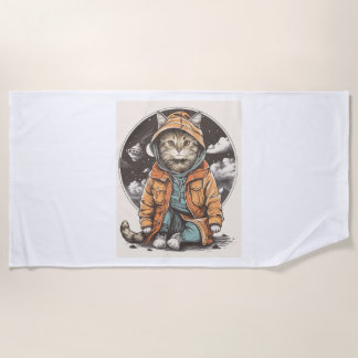 Cat Encounter Beach Towel