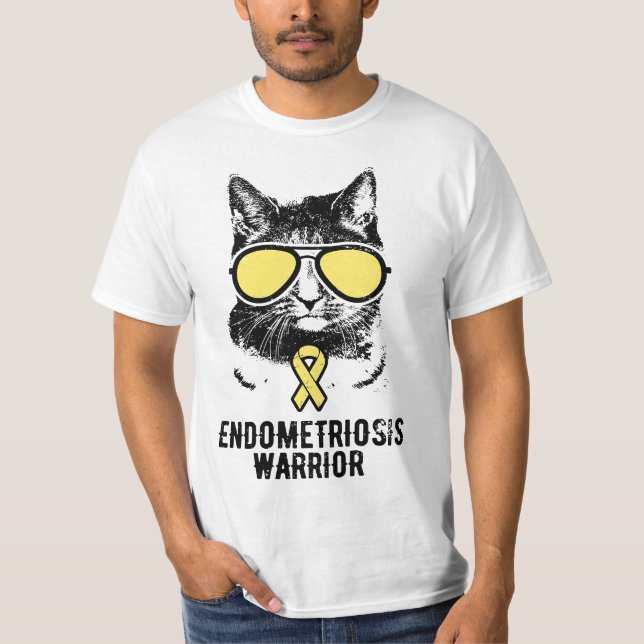 Cat Endometriosis Warrior, Endometriosis Awareness T-Shirt (Front)
