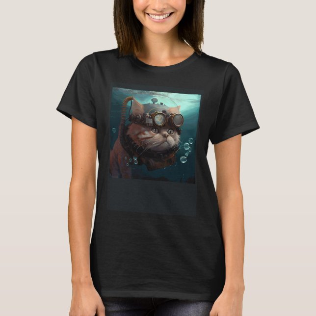 Cat Engineer Underwater T-Shirt (Front)