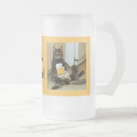 Cat Enjoys A Beer Frosted Glass Beer Mug