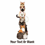 Cat-Er-Pillar Feline Tower Standing Photo Sculpture<br><div class="desc">Seven cute and colourful cats,  including a orange tabby,  black,  a Siamese,  and a kitten,  sitting one atop another forming a feline tower or cat-er-pillar. Customise by adding your own text.</div>