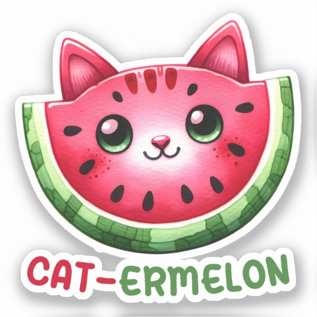 Cat-ermelon Funny Cat Watermelon Pun (Front)