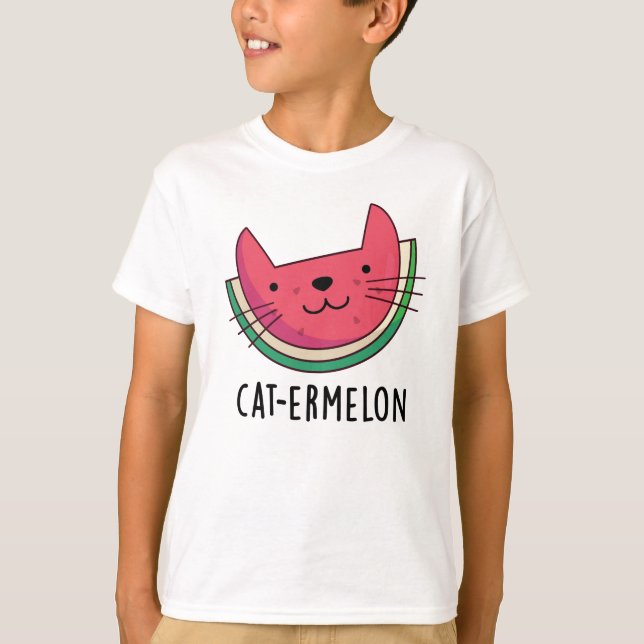 Cat-ermelon Funny Cat Watermelon Pun  T-Shirt (Front)
