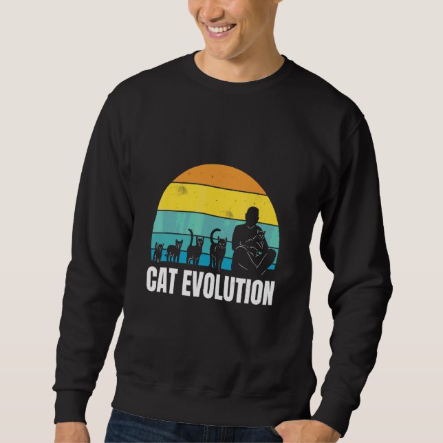 Cat Evolution Cool Retro Fun Weird Bizarre Art Sweatshirt (Front)