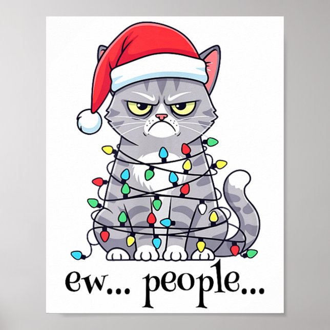 Cat Ew People Adult Humor Mens Womens Introvert An Poster (Front)