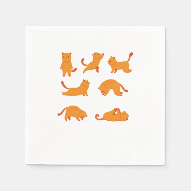 Cat Exercise Funny Cute Cat Animal Pet Owner Gift Napkin (Front)
