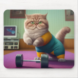 Cat Exercising at Home Mouse Mat