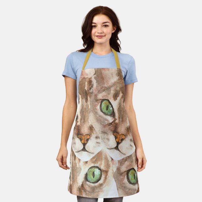Cat Eye Design Aprons, Cat Family Cat Mum Gift Apron (Worn)