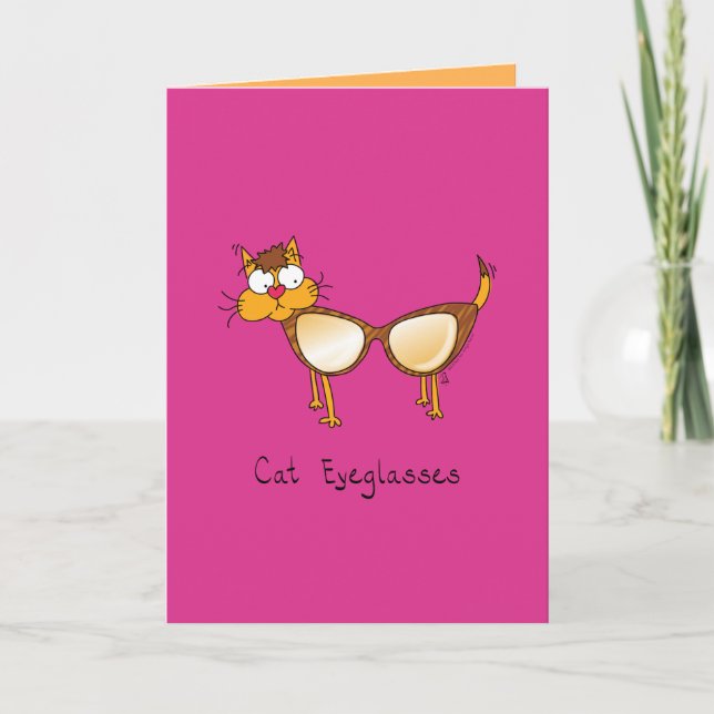 Cat Eyeglasses  - Cateye Glasses Cat Greeting Card (Front)