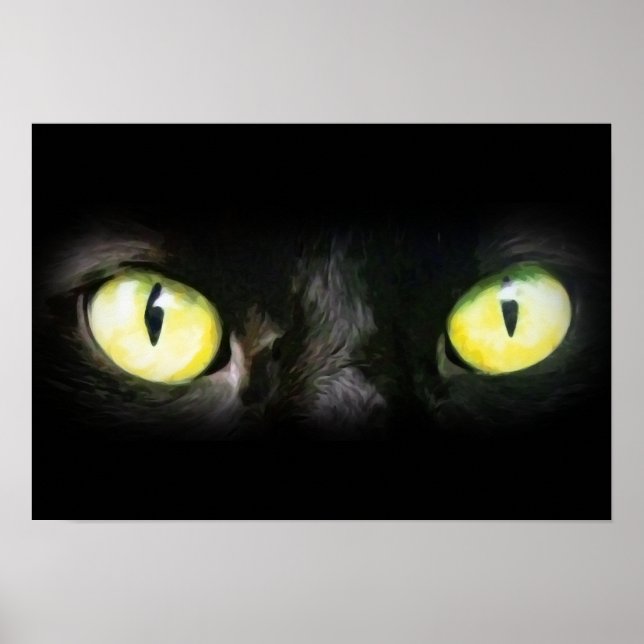 Cat Eyes, Black and Yellow Stare Poster (Front)