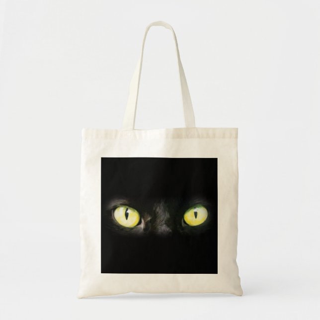 Cat Eyes, Black and Yellow Stare Tote Bag (Front)