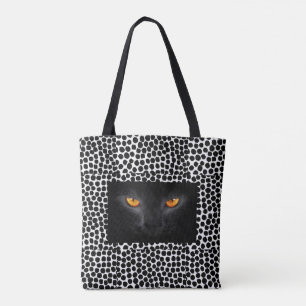 Cat eyes black & white polka dot tote bag