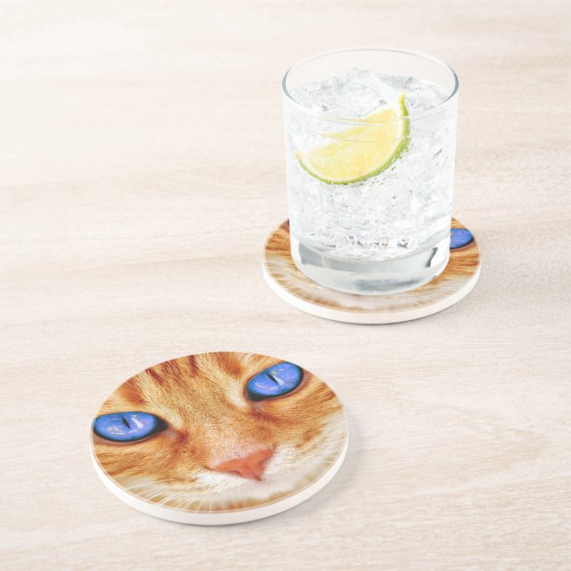 Cat Eyes Cat Eyes Face Tiger Mackerel Red Cat Coaster (Side)