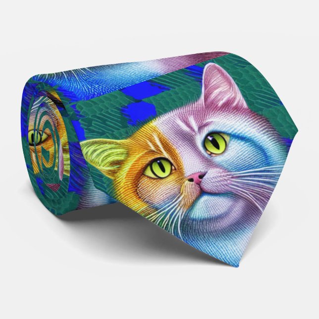  Cat Eyes Colourful   Pattern Tie (Rolled)