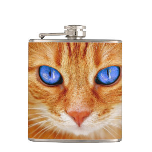 Cat Eyes Face Tiger mackerel red Cat Hip Flask