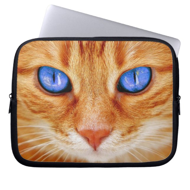 Cat Eyes Face Tiger mackerel red Cat Laptop Sleeve (Front)