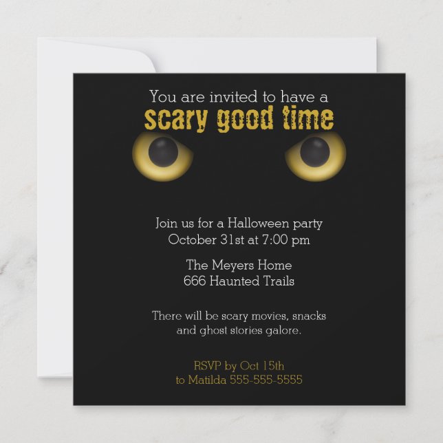 Cat Eyes Halloween Party Invitation (Hazel) (Front)