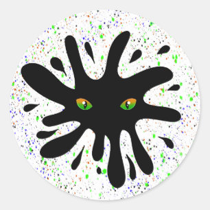 Cat Eyes looking out a Black Blob Christmas  Classic Round Sticker