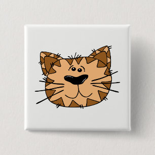 Cat Face 15 Cm Square Badge