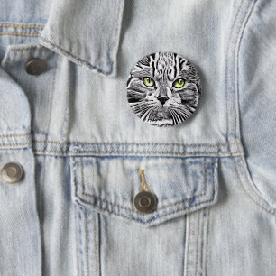 Cat face 6 cm round badge