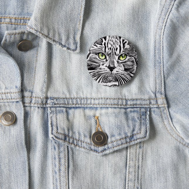 Cat face 6 cm round badge (In Situ)